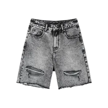 MEETLADY Denim Shorts Women's Black Gray Color