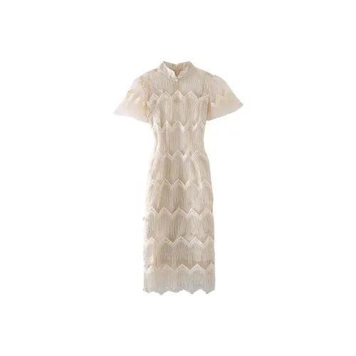 JINYE ORIENTAL Cheongsam Women's Apricot