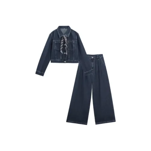 Love To Serve Casual Suit Women's Denim Dark Blue