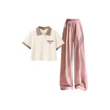 Beige & Coffee Color Edge+Pink Pants