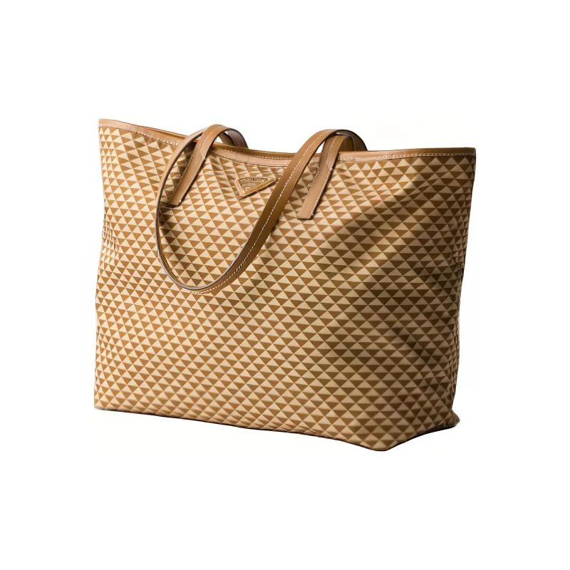 PRADA Recycled Nylon Tote Bag, Shopping Bag, Shoulder Bag Women's Caramel-1