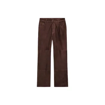 ZARA ZW Series Leather Pants Women's Brown