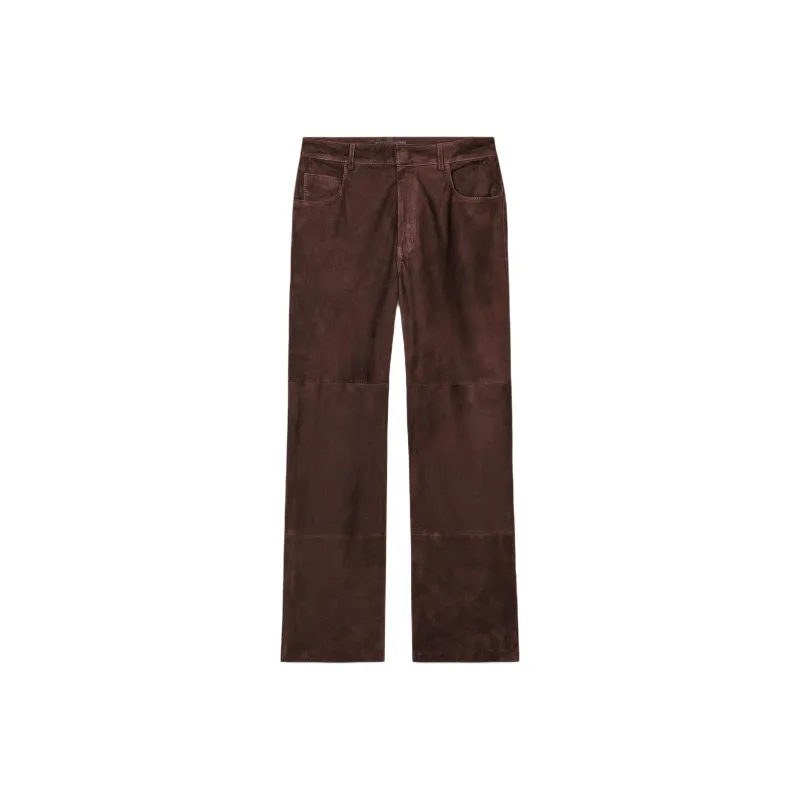ZARA ZW Series Leather Pants Women's Brown-0