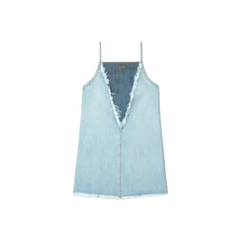OFF WHITE Frayed Denim Mini Dress