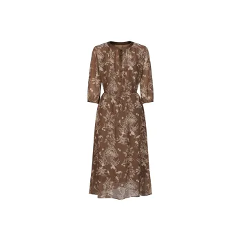 JZ. ANNAKRO Long Sleeved Dress Women's Floral Coffee