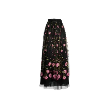Giambattista Vall Floral Embroidered Tulle Skirt