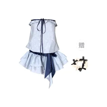 TURN UP Sleeveless Dress Women's Light Blue+Bowknot Hair Tie Comes With