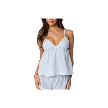 Edikted Danna Pinstripe Babydoll Tank Top Camisole Women's Light Blue