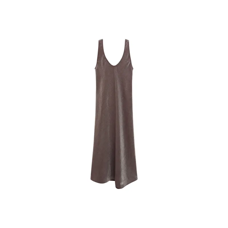 Massimo Dutti Sleeveless Dress Women's Brown-0