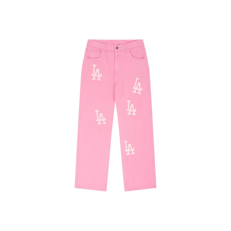 MLB Basic Logo Fashion Sports Collection SS24 Jeans Women's Light Pink-0