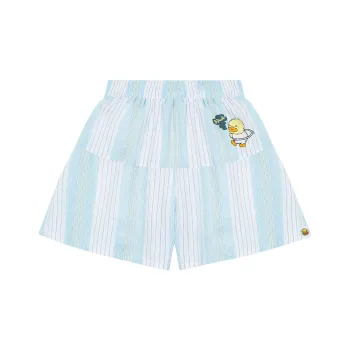 B.Duck Casual Shorts Women's Light Blue White Stripes
