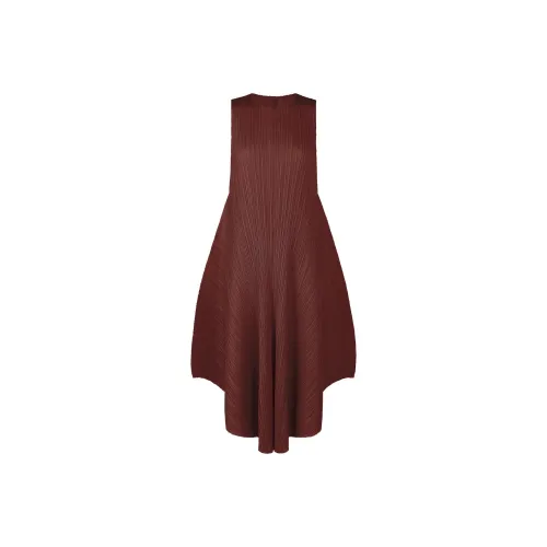 PLEATS PLEASE ISSEY MIYAKE SS24 Sleeveless Dress Women's Brown