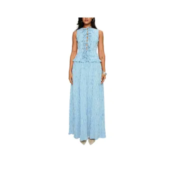 PRINCESS POLLY SONGBIRD SHIRRED MAXI DRESS Sleeveless Dress Women's BLUE/Blue
