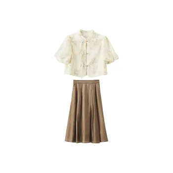 XIANGYING Skirt Set Women's Beige
