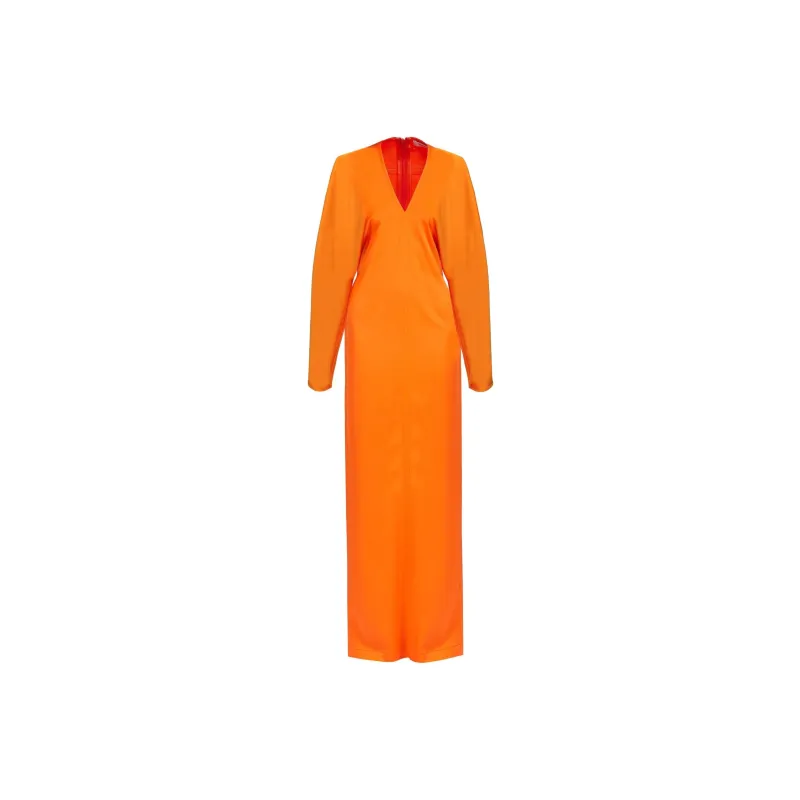 Ferragamo V neck Satin Maxi Dress-0