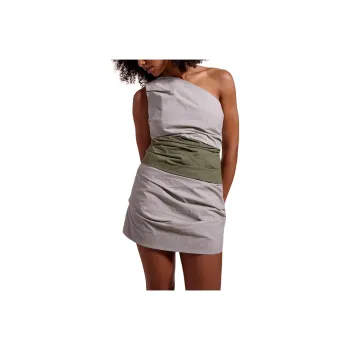 FREE PEOPLE Significant Other Cecilia Mini Dress Sleeveless Dress Women's Pesto Splice/Basil Garlic Patchwork