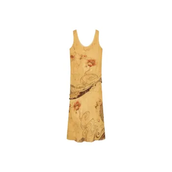 ZARA ZW Series Sleeveless Dress Women's Yellow Green