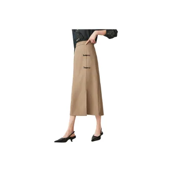 Like The Age Of Water Spring Summer Fall Long Sleeved Dresses Straight Women's Khaki