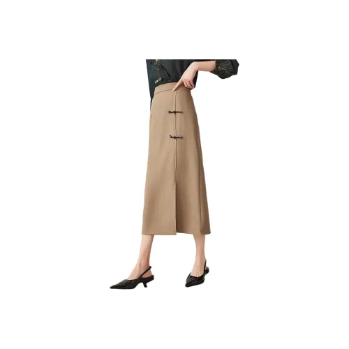 Like The Age Of Water Spring Summer Fall Long Sleeved Dresses Straight Women's Khaki