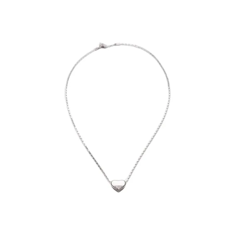 PRADA Diamond Necklaces Unisex Silver-1