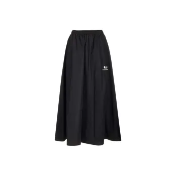 Balenciaga Logo Detailed Elastic Waist Flared Skirt