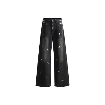 YINLEI Jeans Women's Dirty Dyed Black