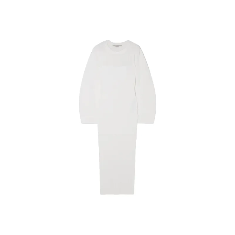 Stella McCartney Fine Ribbed Drop Shoulder Midi Dress-0