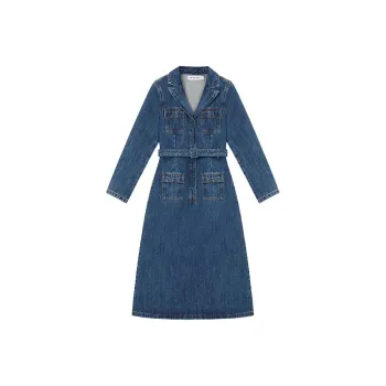 Self portrait Long Sleeved Dresses Women's Denim Blue