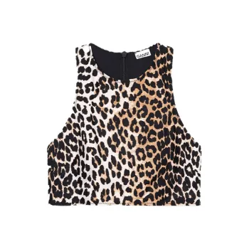 GANNI Recycled Printed Paperback Bikini Top 'Leopard'