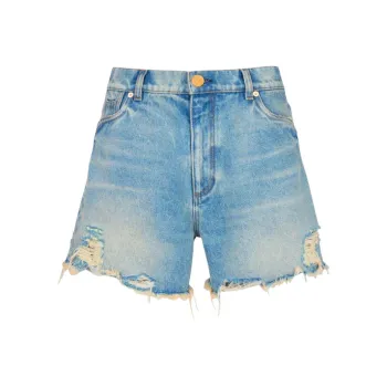 BALMAIN Distressed Denim Shorts