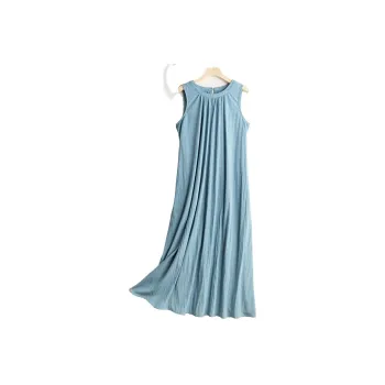 Korean Style Sleeveless Dress Women's Dusty Blue