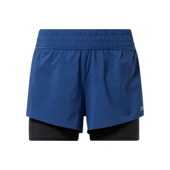 Reebok CYCLED Collection WOR Run 2 In 1 Short Sports Shorts Women's Wax-Dyed Blue