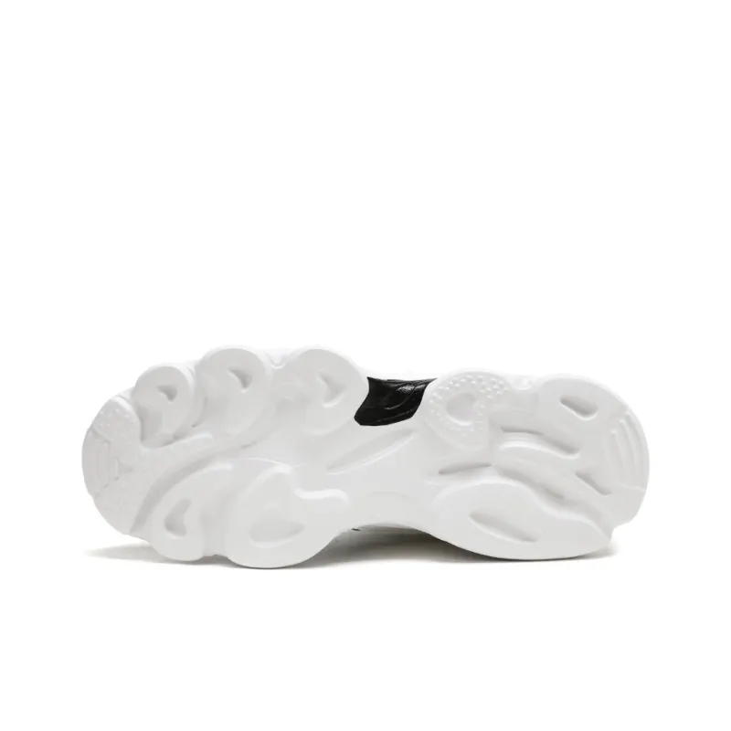 Binary Abrasion Resistant Low Top Chunky Sneakers Women's White Black-4