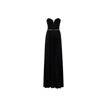 Elisabetta Franchi Pleated Belted Carpet Dress