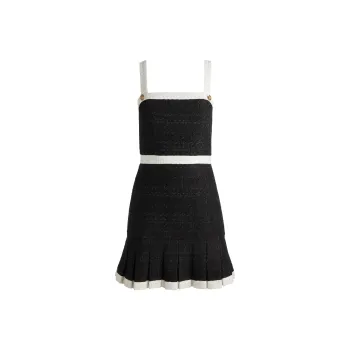 ALICE+OLIVIA Clarine Square Neck Pleated Dress
