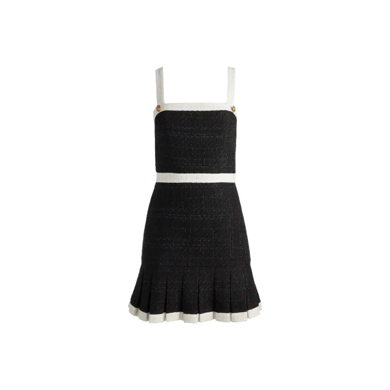 ALICE+OLIVIA Clarine Square Neck Pleated Dress-0