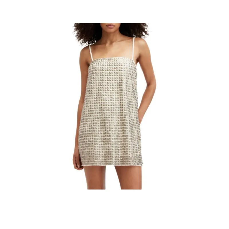 ALLSAINTS Opeline Embellished Mini Dress Slip Dresses Women's White-0