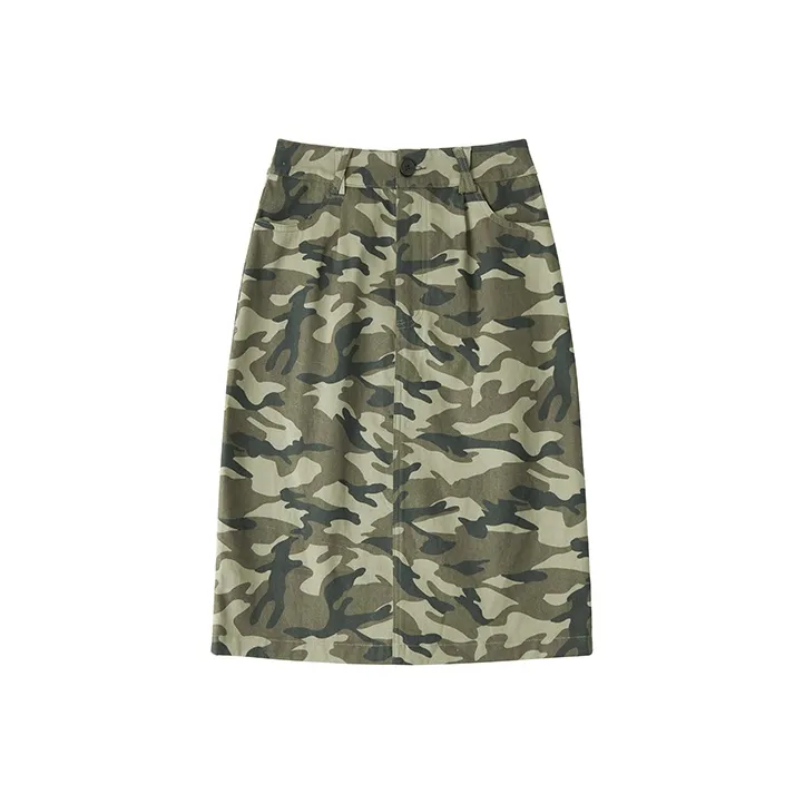 UNRETRO Casual Long Skirts Women's Camouflage-0