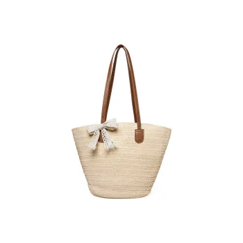 15 MINS Synthetic Leather Tote Bag, Tote Bag, Armpit Shoulder Bag Women's Ecru/Khaki