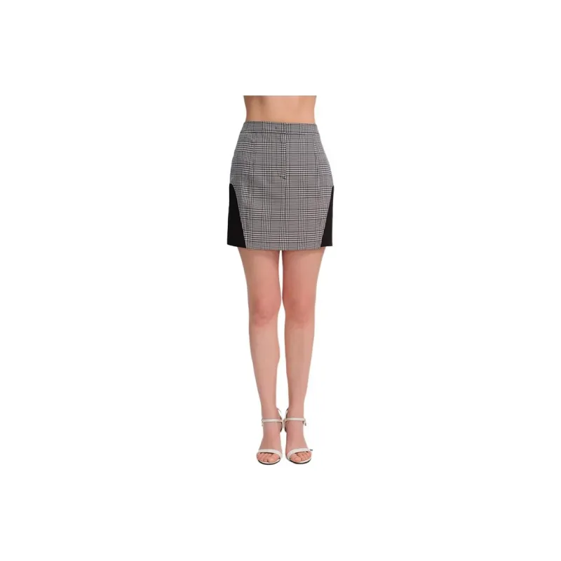 Blood Glitter Casual Short Skirts Women's Black Plaid-0