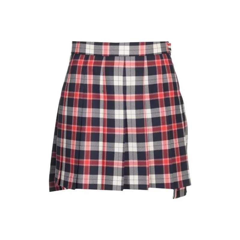 THOM BROWNE Checkered Pleated Mini Skirt-0