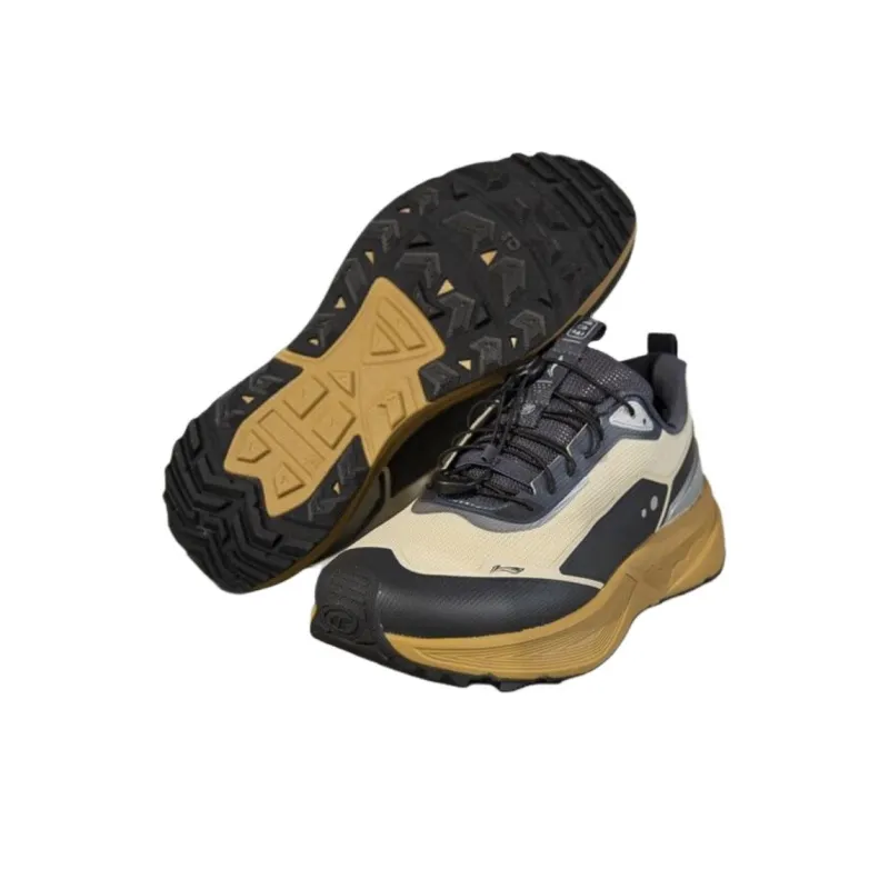 LiNing CF Tracing Walking Landscape Anti Slip Wear Resistant Low Top Hiking Shoes Unisex Beige Black-4
