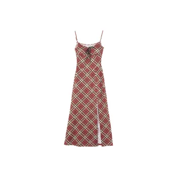 PAZZO Slip Dress Women's Red Plaid