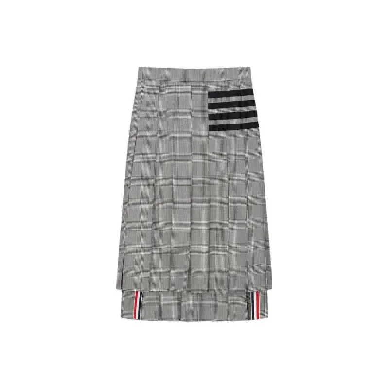 THOM BROWNE Casual Long Skirts Women's Black/White-0