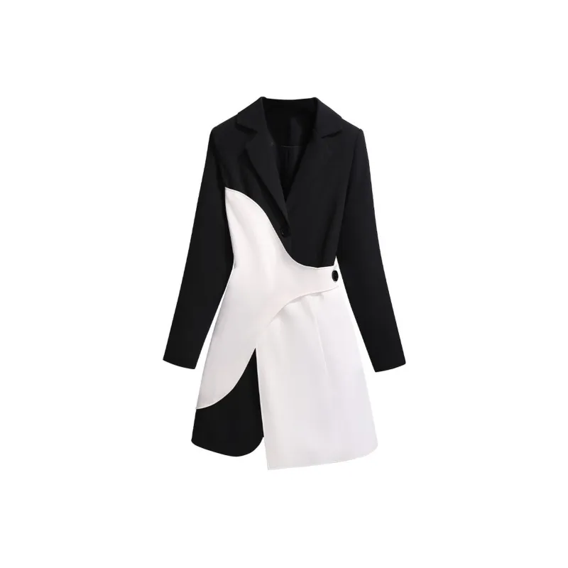 Silky Queen Long Sleeved Dresses Women's Black White-0