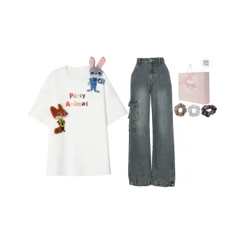 SNBL Casual Suits Women's White T Shirt+Jeans