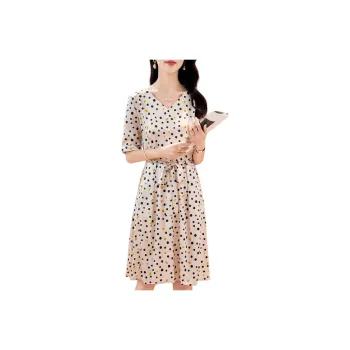 Yi Mengyuan Silk Short Sleeved Dress Women's Polka Dot