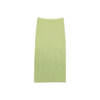 Sandro Rhinestone Embellished Midi Skirt Casual Long Skirt Women's Green