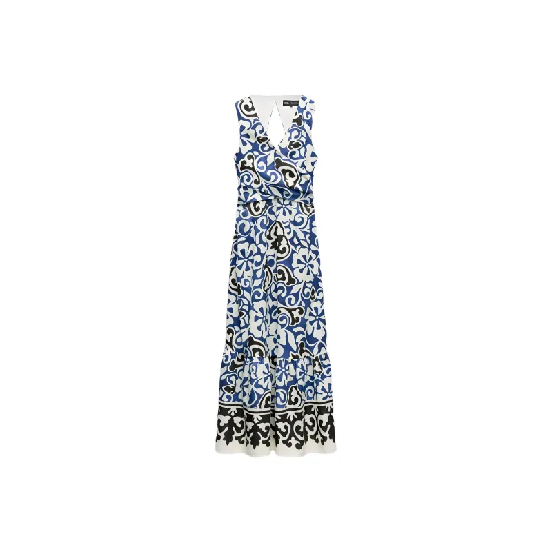 ZARA Sleeveless Dress Women's Blue-0