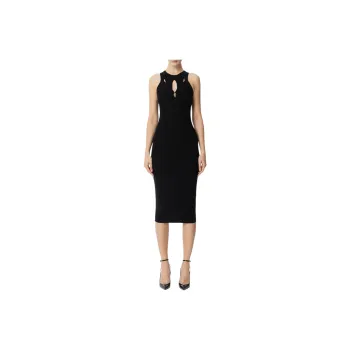 Elisabetta Franchi Cut Out Ribbed Knit Dress